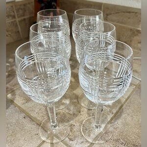 Glen Plaid by RALPH LAUREN CRYSTAL Water Goblet Set of Six EUC Discontinued